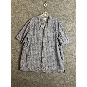 LL Bean Mens Tiki Style Button Up Shirt Sz XL Tall Short Sleeve Vacation Cruise